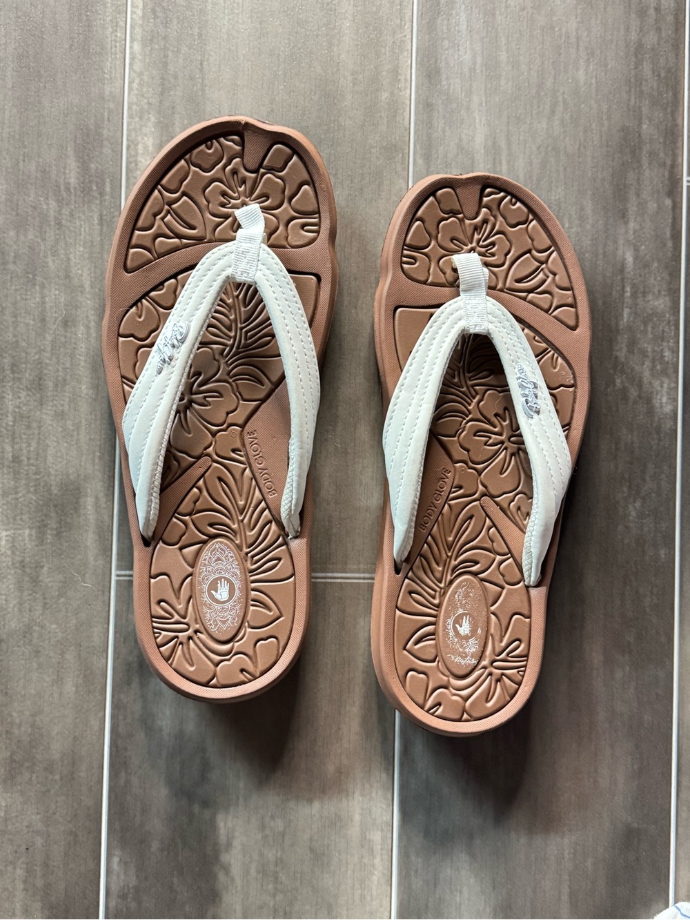 Body Glove Women’s White Strap Brown Footbed Flip Flops
